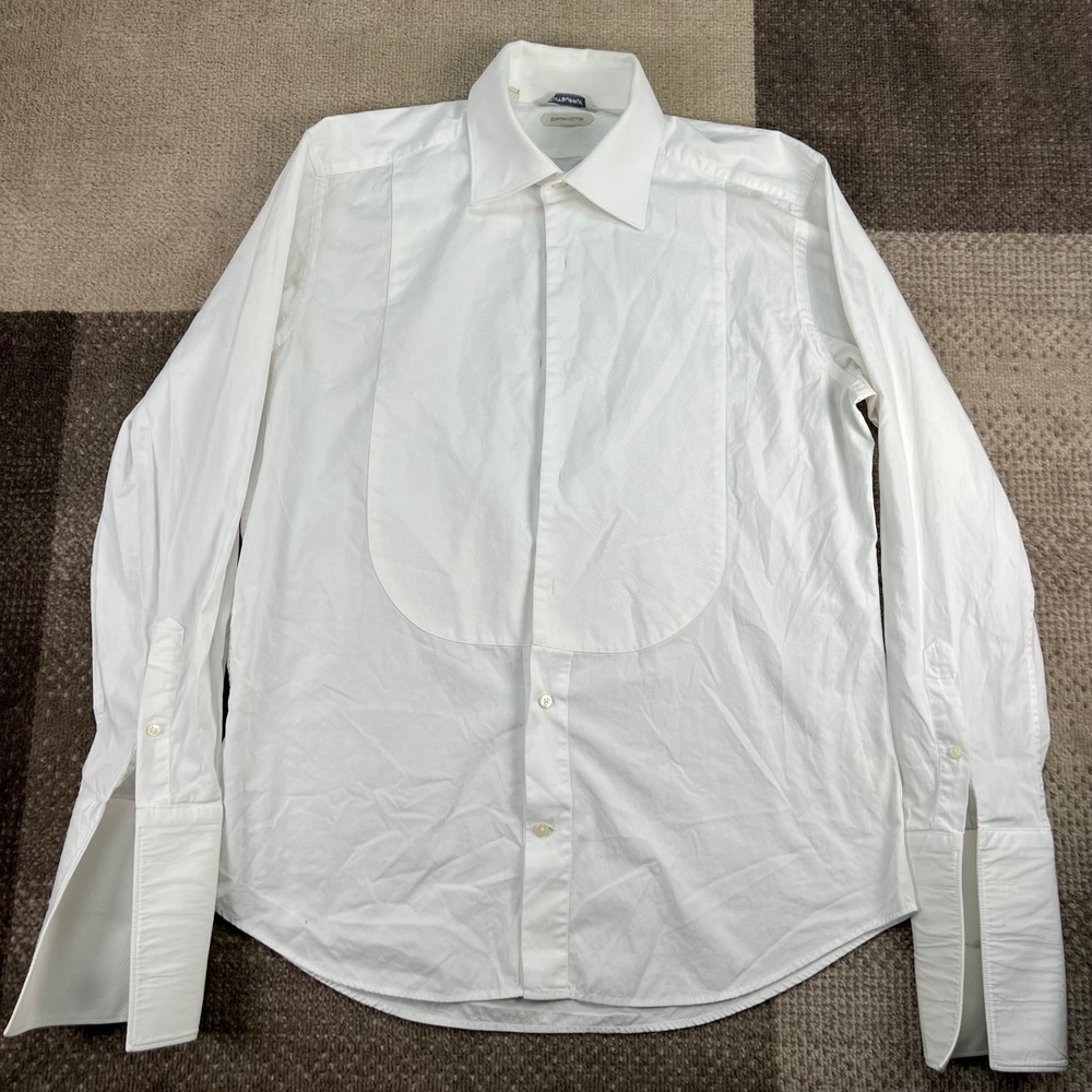Suitsupply‎ Mens White Egyptian Cotton Slim Fit Tuxedo Dress Shirt 16.5 42
